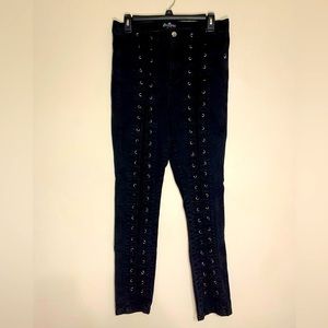 Royal Bones Jeans Womens Size 15 XL Skinny Black Lace Gothic Spandex Pants